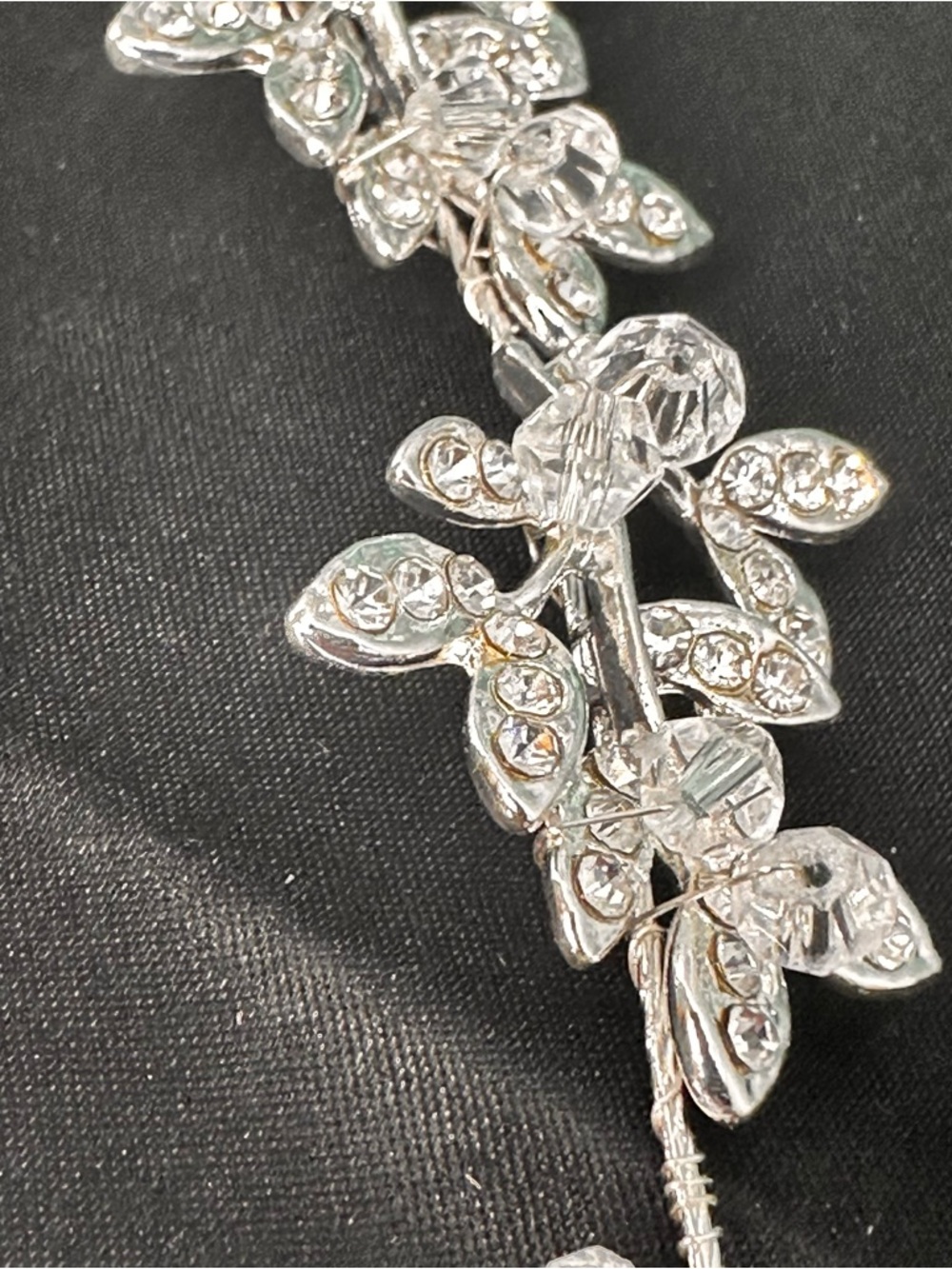 Crystal Bridal Hair Vine Silver Rhinestone Floral Headpiece Wedding NWT - Picture 8 of 10
